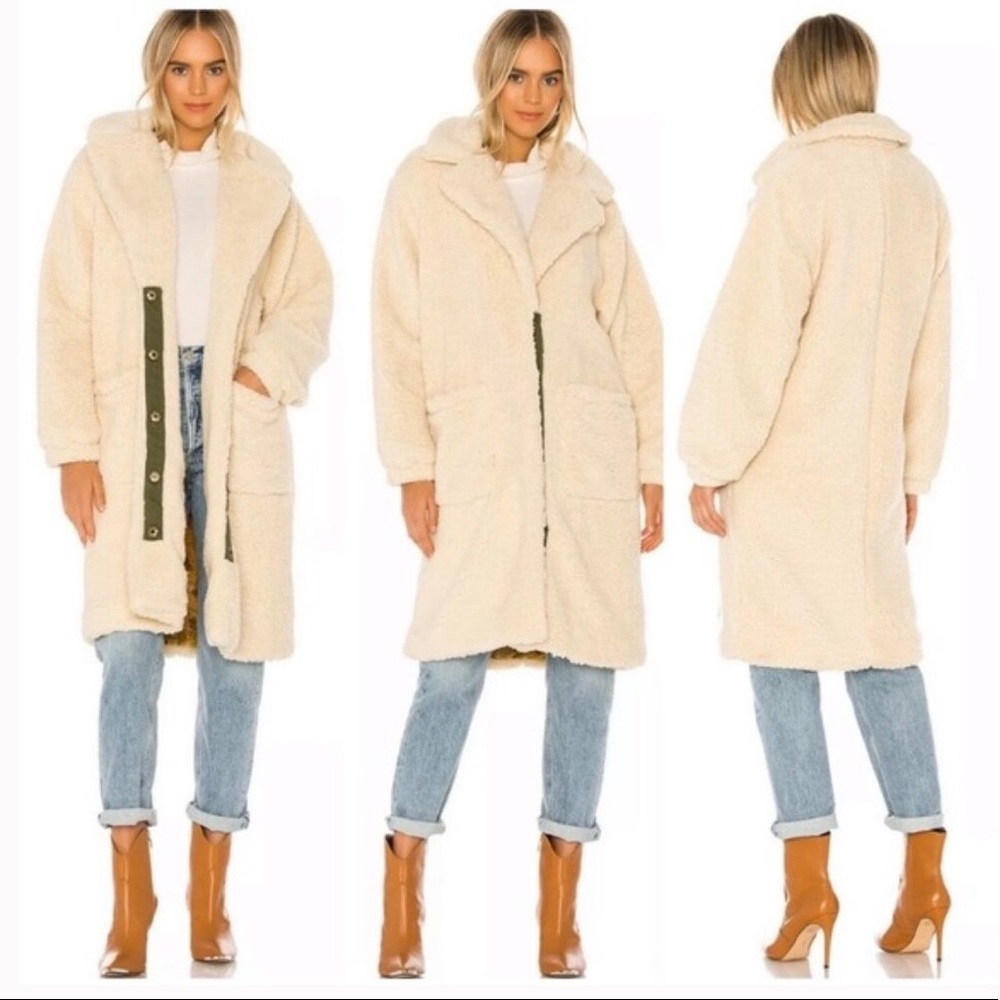 Free people Tessa longline teddy jacket coat fuzzy